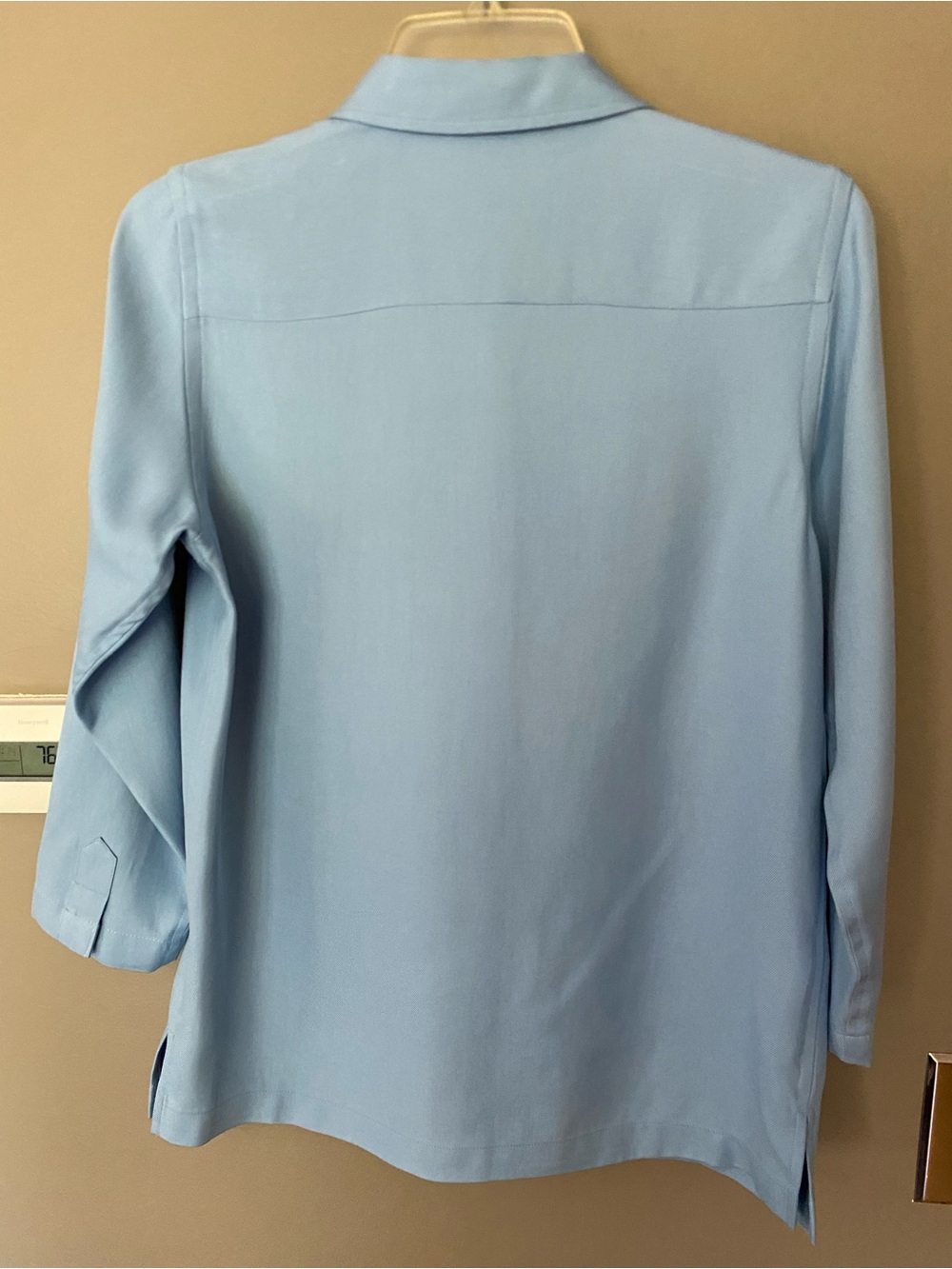 RALPH LAUREN Vintage 100% Silk Blue Button-Front Shirt 3/4 Sleeve Size SP - Picture 3 of 7